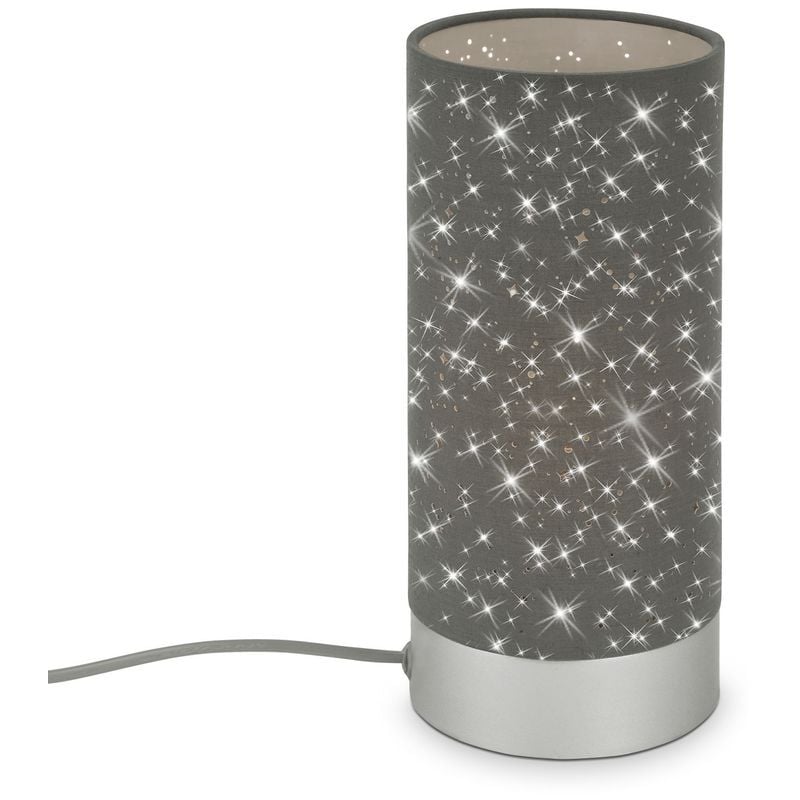foto del prodotto lampada da tavolo interruttore a cavo paralume in tessuto 1xe14 40w grigio metallo tessuto briloner