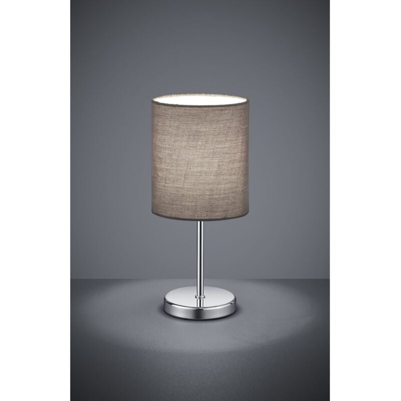 foto del prodotto lampada da tavolo jerry cromo paralume grigio 13 cm trio lighting