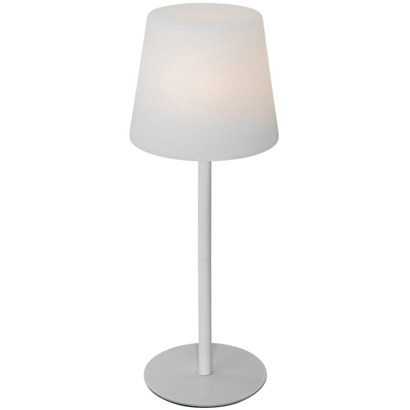 foto del prodotto lampada da tavolo jude moderno acciaio,plastico bianco tondo non sostituibile led max. 1 x 3 watt qazqa