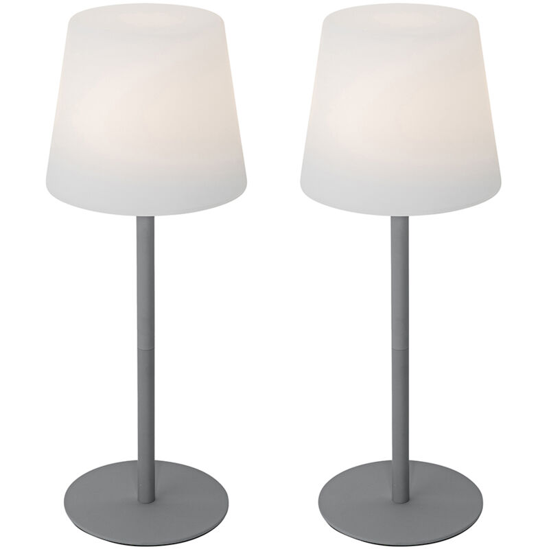 foto del prodotto lampada da tavolo jude moderno plastico,acciaio grigio bianco tondo non sostituibile led max. 1 x 3 watt qazqa