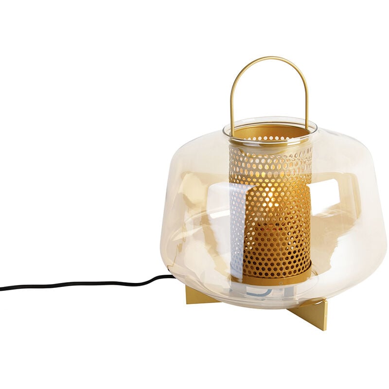 foto del prodotto lampada da tavolo kevin art d co vetro,acciaio oro ottone arancia tondo max. 1 x watt qazqa