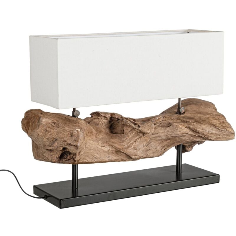 foto del prodotto lampada da tavolo kleta in legno di teak riciclato 75x25x55h bianco