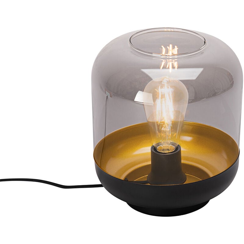 foto del prodotto lampada da tavolo kyan design vetro,acciaio grigio nero oro ottone tondo max. 1 x watt qazqa