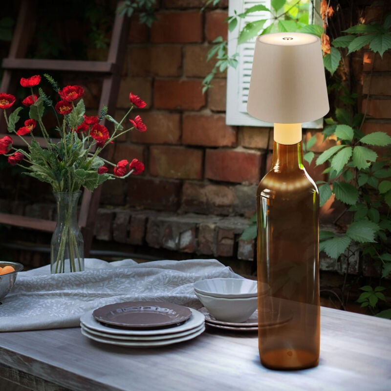 foto del prodotto lampada da tavolo lampada a bottiglia led color sabbia lampada da tavolo lampada da giardino lampada da esterno lampada da patio, 3w 130lm bianco