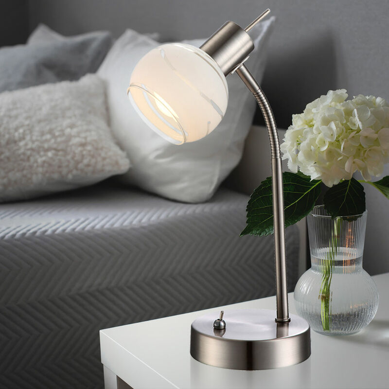 foto del prodotto lampada da tavolo lampada da comodino a led lampada da camera da letto lampada da tavolo lampada da soggiorno, flessibile, vetro nichel opaco, 5w