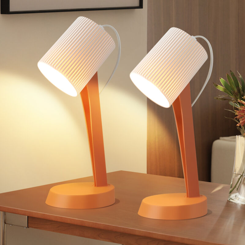 foto del prodotto lampada da tavolo, lampada da comodino con cavo set di 2 lampade da tavolo, piccola lampada arancione e14, lampade da tavolo moderne in stile