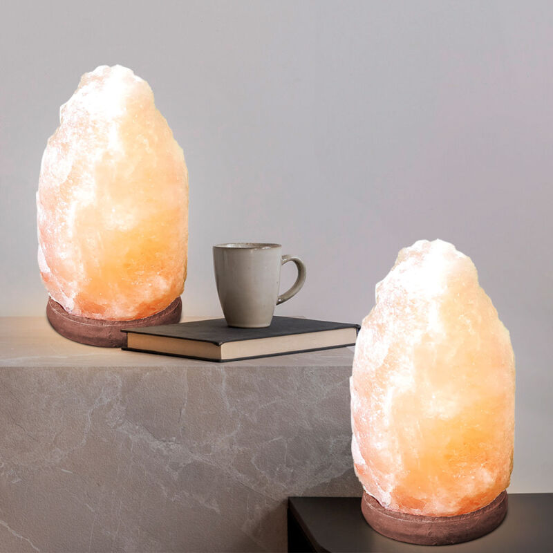 foto del prodotto lampada da tavolo lampada da comodino lampada da tavolo lampada da lettura, legno sale cristallo marrone colore naturale, cavo usb, 1x led 5w, h 11,4
