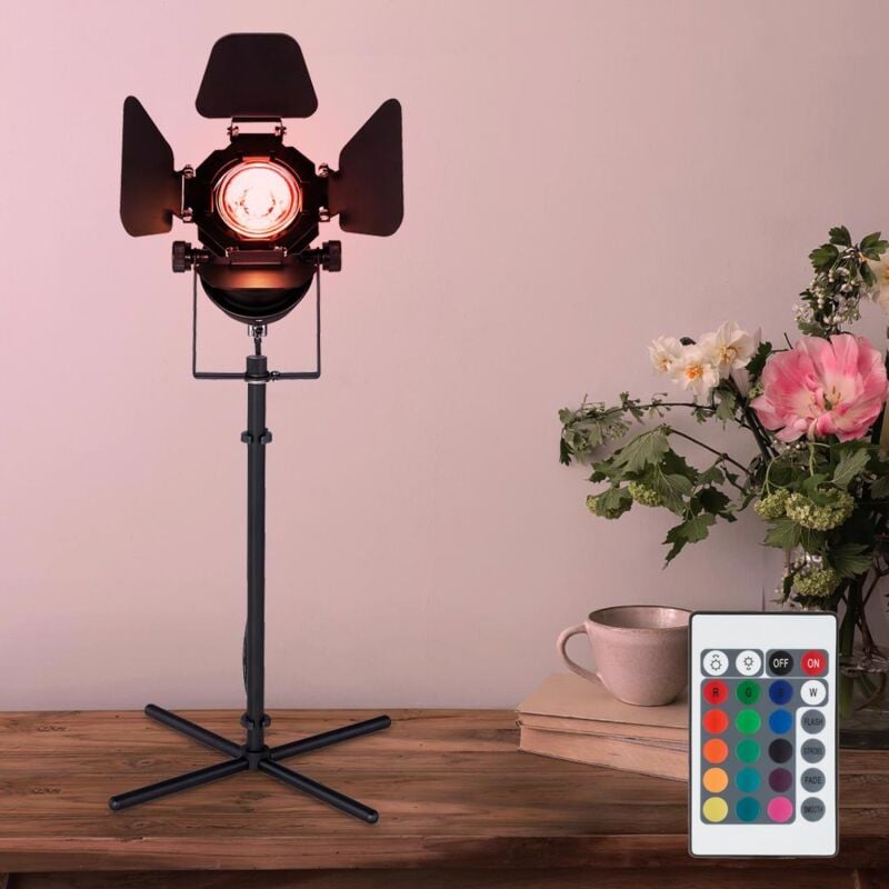 foto del prodotto lampada da tavolo lampada da comodino regolabile lampada da lettura per camera da letto tavolo nero, metallo, telecomando dimmerabile, 1x led rgb