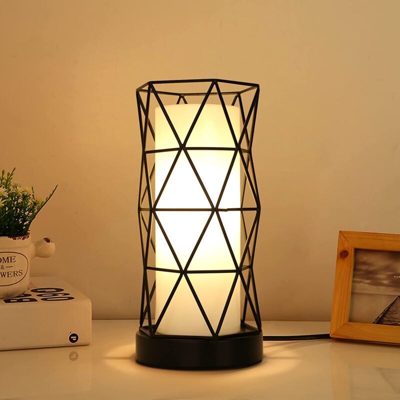 foto del prodotto lampada da tavolo, lampada da comodino vintage, lampada da scrivania per regalo festa camera giardino interno, cona e interruttore, lampadina e27 non