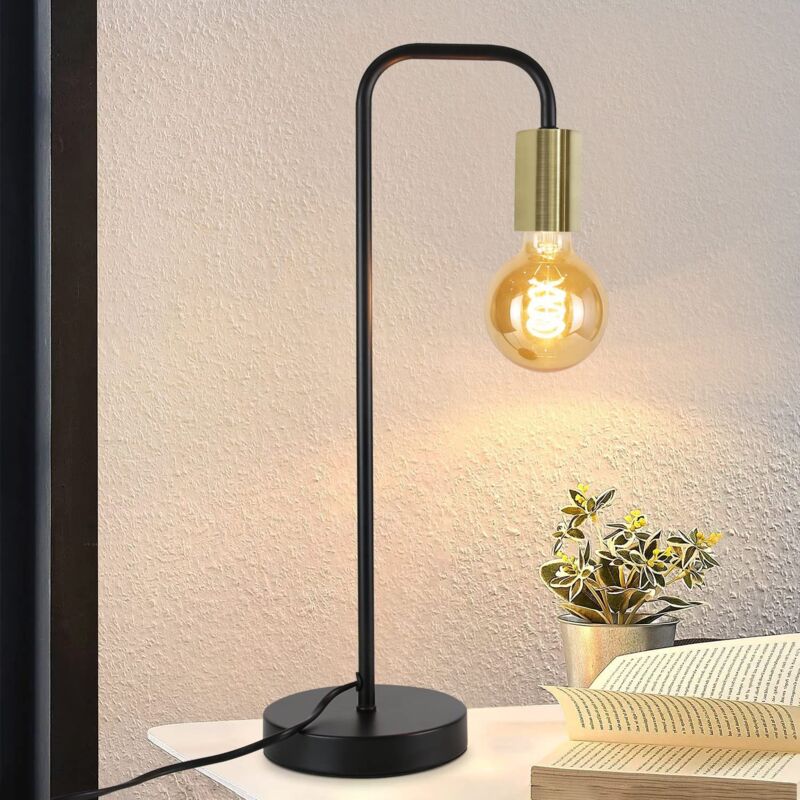 foto del prodotto lampada da tavolo, lampada da comodino vintage per soggiorno, lampada da tavolo industriale in oro nero, lampada da tavolo e27 , luce notturna in