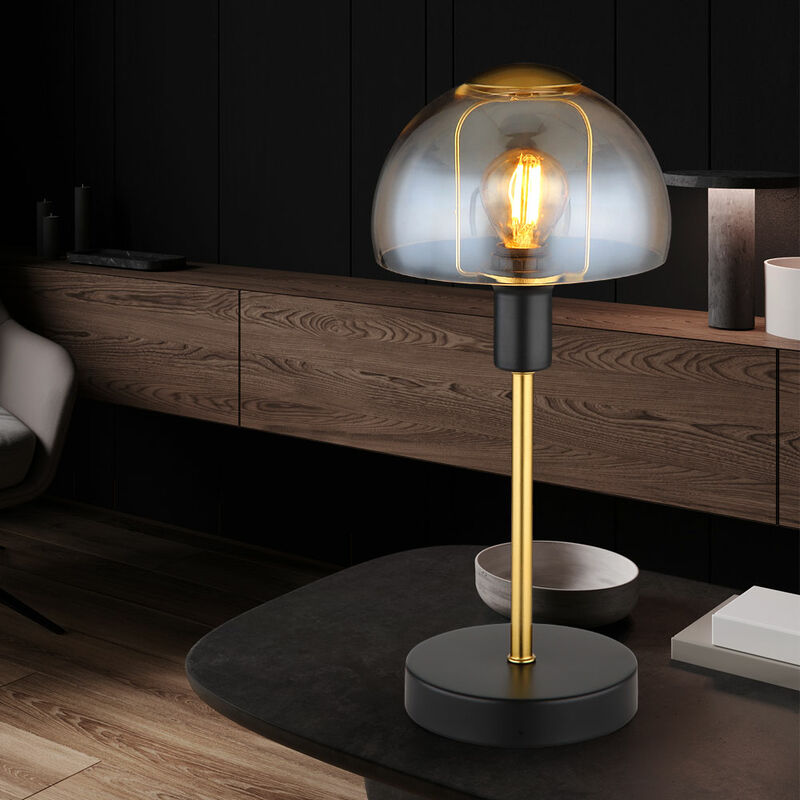 foto del prodotto lampada da tavolo lampada da lettura lampada da tavolo in vetro color oro camera da letto touch, metallo nero, 1x attacco e14, dxh 15x32 cm