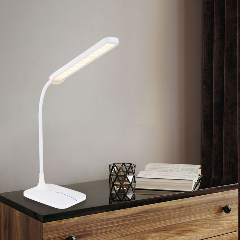 foto del prodotto lampada da tavolo lampada da scrivania a led lampada da tavolo flessibile lampada da comodino bianca lampada da lettura, colore della luce