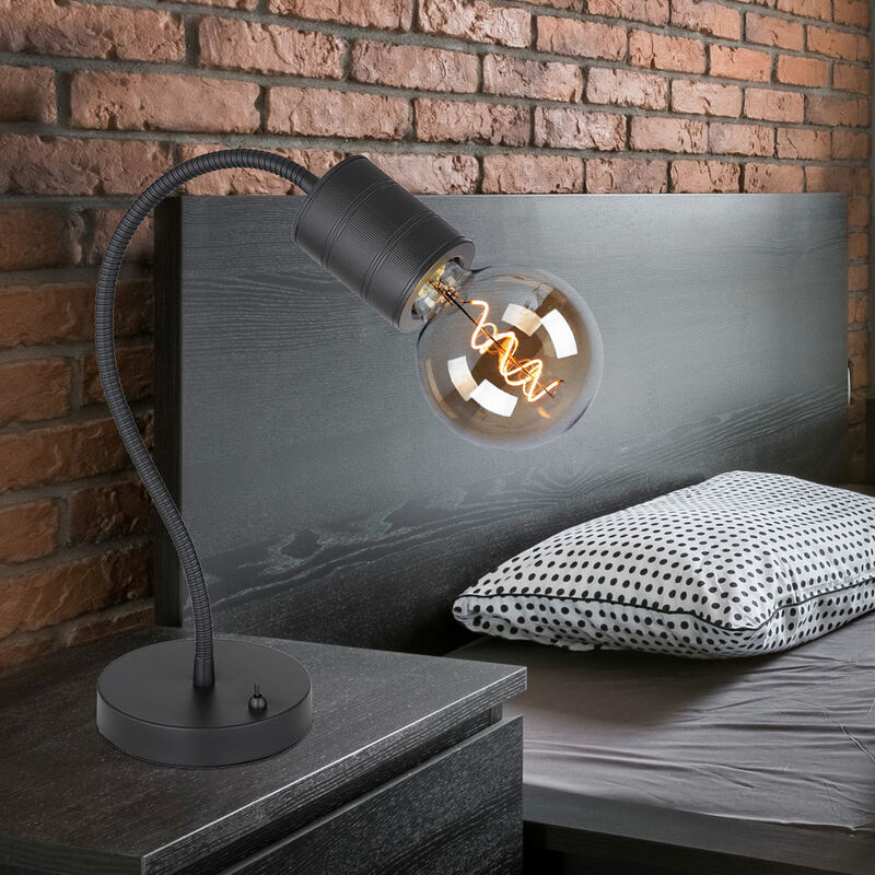 foto del prodotto lampada da tavolo, lampada da soggiorno, lampada da scrivania, lampada moderna con braccio orientabil, metallo alu, nero, 1x e27, lxpxh 26x14x59