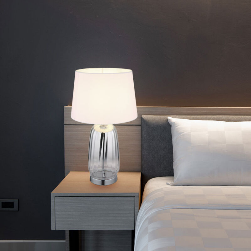 foto del prodotto lampada da tavolo lampada da soggiorno lampada da tavolo lampada da comodino lampada laterale, metallo vetro tessuto cromato argento, led 7w 560lm