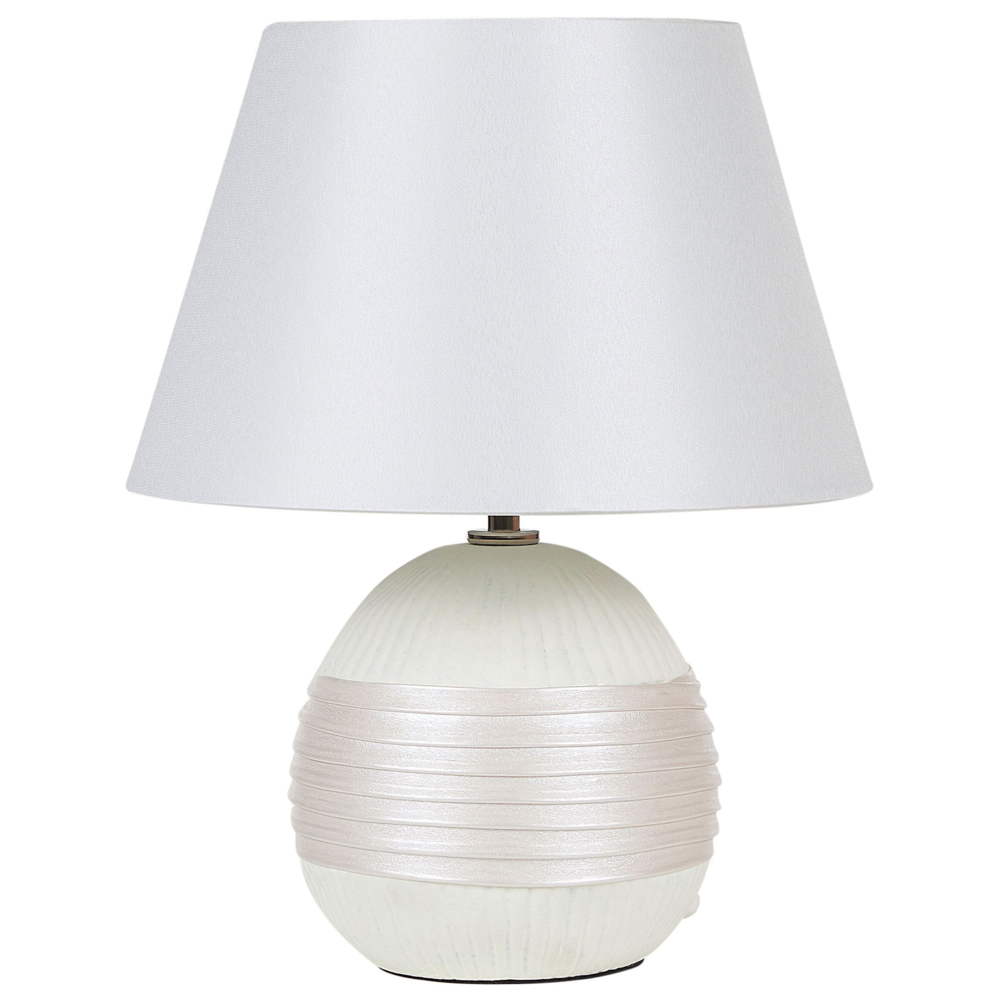 foto del prodotto lampada da tavolo lampada da tavolo bianco sporco da comodino con paralume a cono in finta seta con base in ceramica bianco sporco