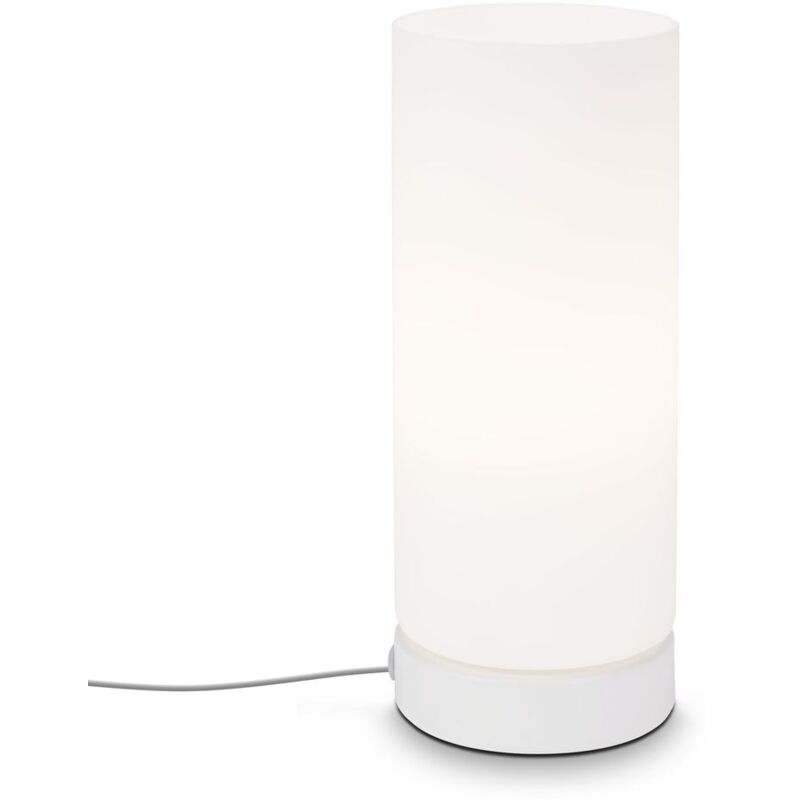 foto del prodotto lampada da tavolo lampada da tavolo interruttore a cavo 1xe14 40w bianco vetro metallo brilo ner