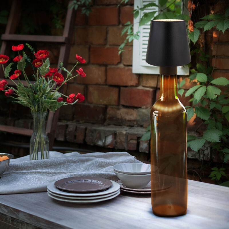 foto del prodotto lampada da tavolo lampada da tavolo lampada a bottiglia nera lampada da giardino a led touch dimmer cm, 3w 130lm bianco caldo, dxh 10,6x13 cm