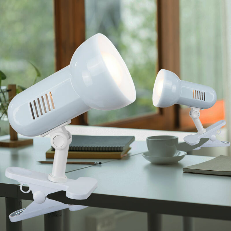 foto del prodotto lampada da tavolo lampada da tavolo lampada con morsetto lampada da lettura lampada da tavolo, spot mobile, metallo bianco, 1x attacco e27, lxh