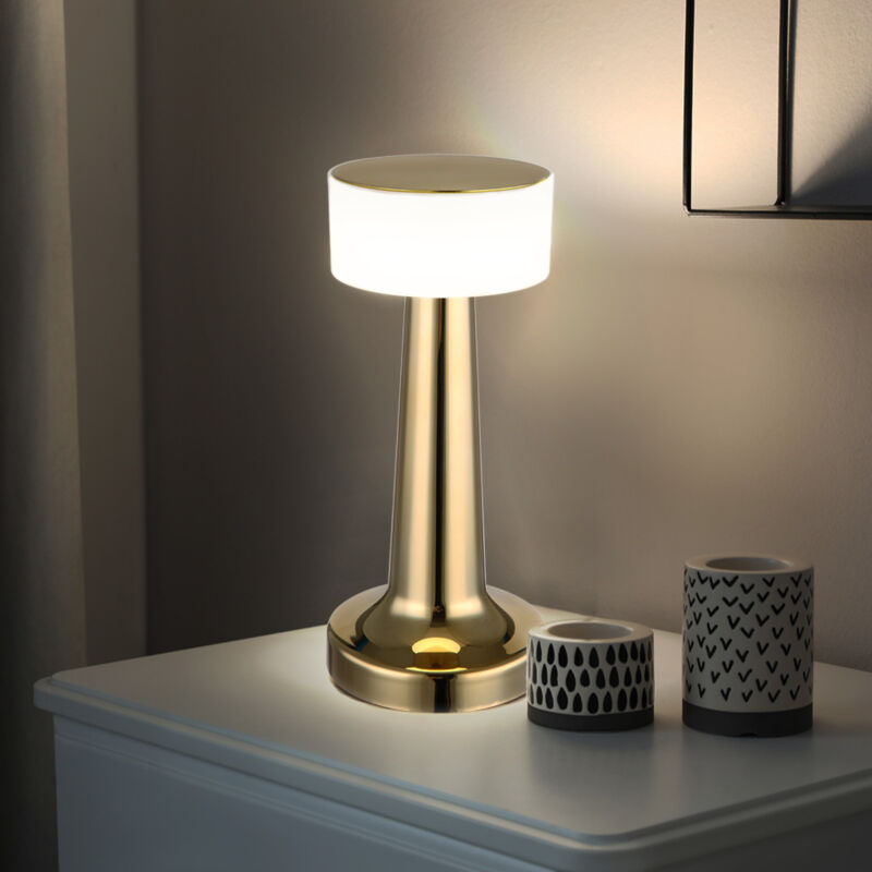 foto del prodotto lampada da tavolo lampada da tavolo lampada da camera lampada da lettura dimmerabile lampada da soggiorno, plastica color ottone, batteria usb cct,