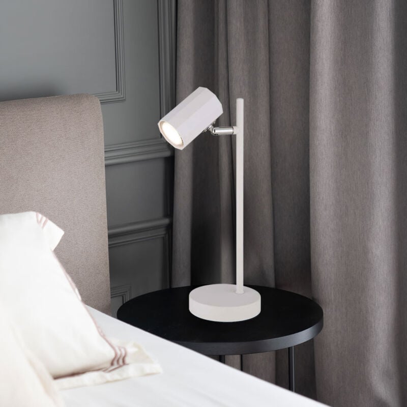 foto del prodotto lampada da tavolo lampada da tavolo lampada da lettura bianca spot mobile, metallo alluminio, 1x attacco gu10, lxlxh 16,5x12x35cm