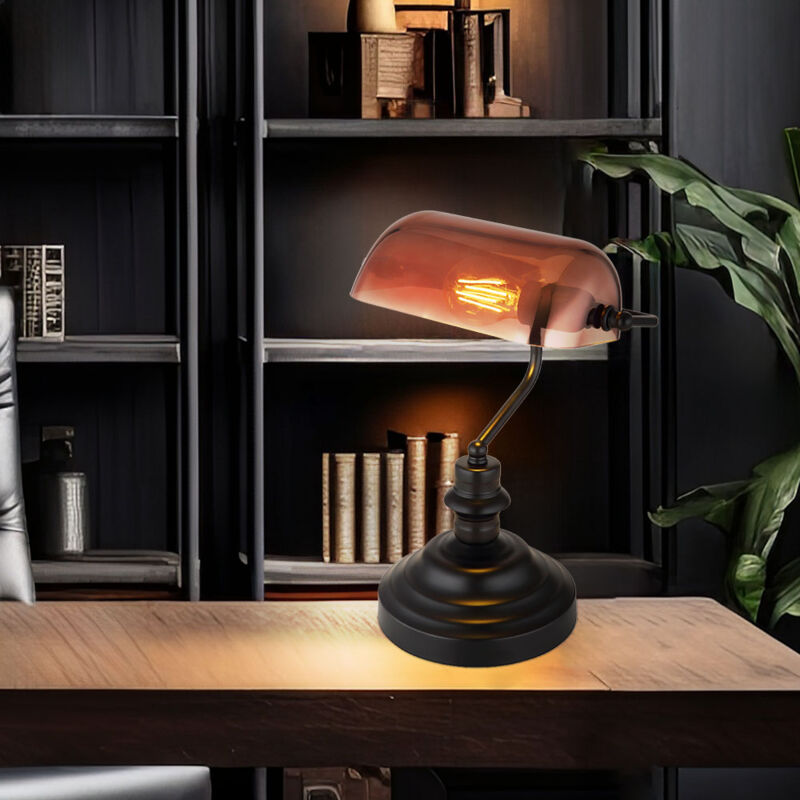 foto del prodotto lampada da tavolo lampada da tavolo lampada da lettura lampada da camera lampada da soggiorno lampada da banchiere, metallo vetro color rame nero,