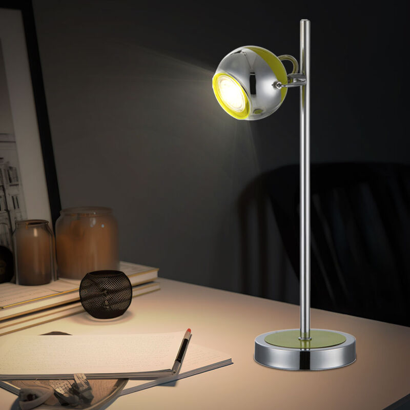 foto del prodotto lampada da tavolo lampada da tavolo lampada da soggiorno lampada da comodino lampada da lettura, cromo argento verde, faretto mobile gu10, led 5w