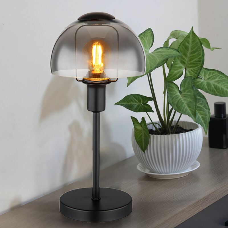 foto del prodotto lampada da tavolo lampada da tavolo lampada laterale lampada da lettura lampada da scrivania, touch control, vetro metallico effetto fumo, attacco