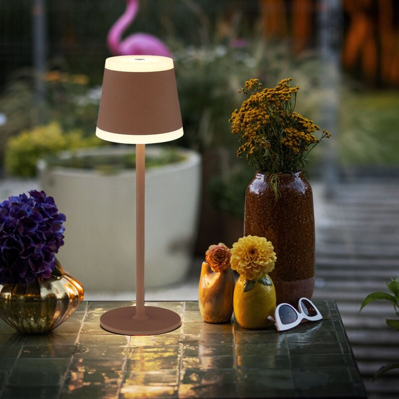 foto del prodotto lampada da tavolo lampada da tavolo per esterni led bianco dimmer tattile lampada da giardino dimmerabile a batteria usb, ruggine, metallo acrilico,