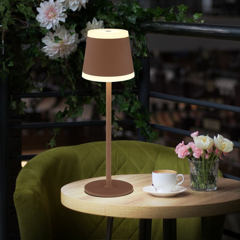 foto del prodotto lampada da tavolo lampada da tavolo per esterni led bianco touch dimmer batteria ricaricabile lampada da giardino dimmerabile usb, ruggine, metallo
