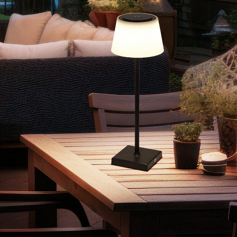 foto del prodotto lampada da tavolo lampada da tavolo per esterno bianco nero led touch dimmer batteria dimmerabile luce da giardino usb, bianco caldo bianco freddo,