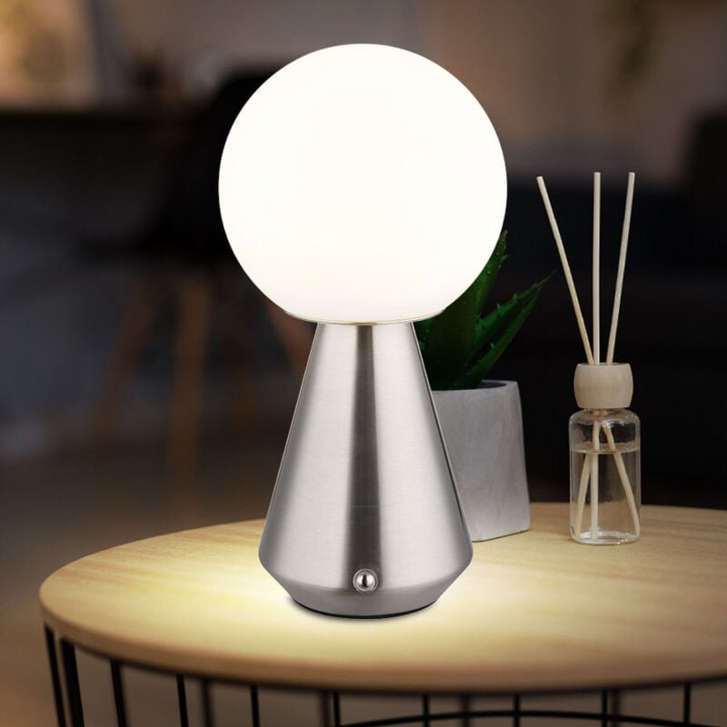 foto del prodotto lampada da tavolo lampada da tavolo ricaricabile a batteria usb cct dimmerabile lampada da comodino touch dimmer, nichel opale, led 1,5w 140lm bianco