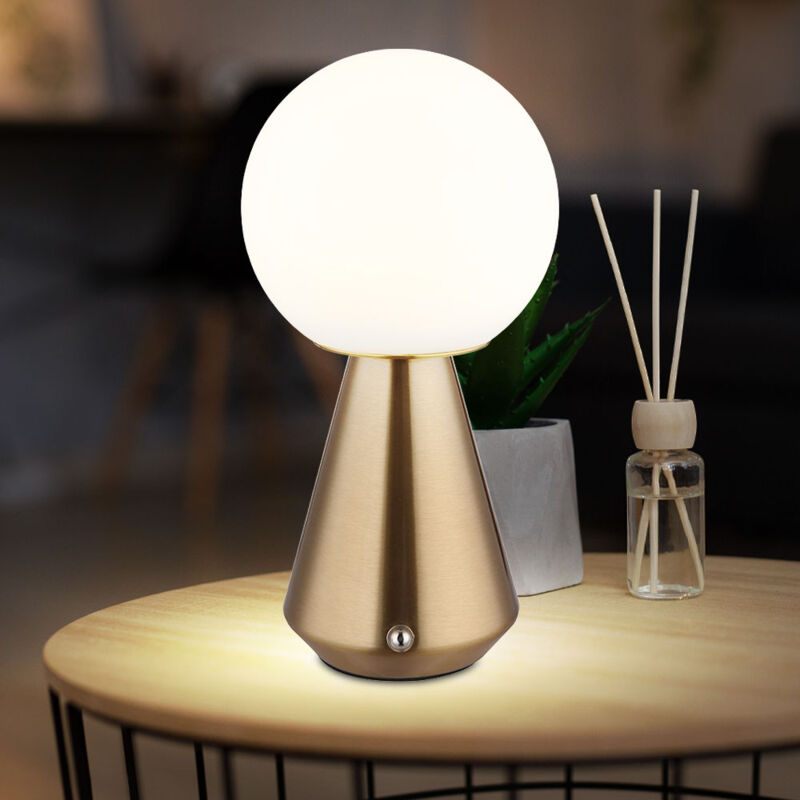 foto del prodotto lampada da tavolo lampada da tavolo ricaricabile usb cct color rame lampada da comodino touch dimmer, opale, led 1,5w 140lm bianco caldo bianco