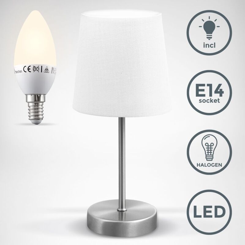 foto del prodotto lampada da tavolo lampada deco in tessuto lampada da comodino e14 led bianco incl. lampada wifi