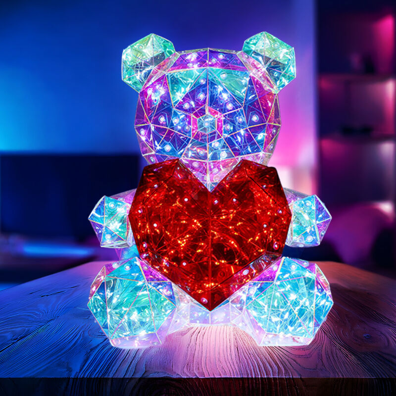foto del prodotto lampada da tavolo lampada decorativa lampada da tavolo lampada per cameretta dei bambini lampada da soggiorno effetto cristallo orsetto, plastica