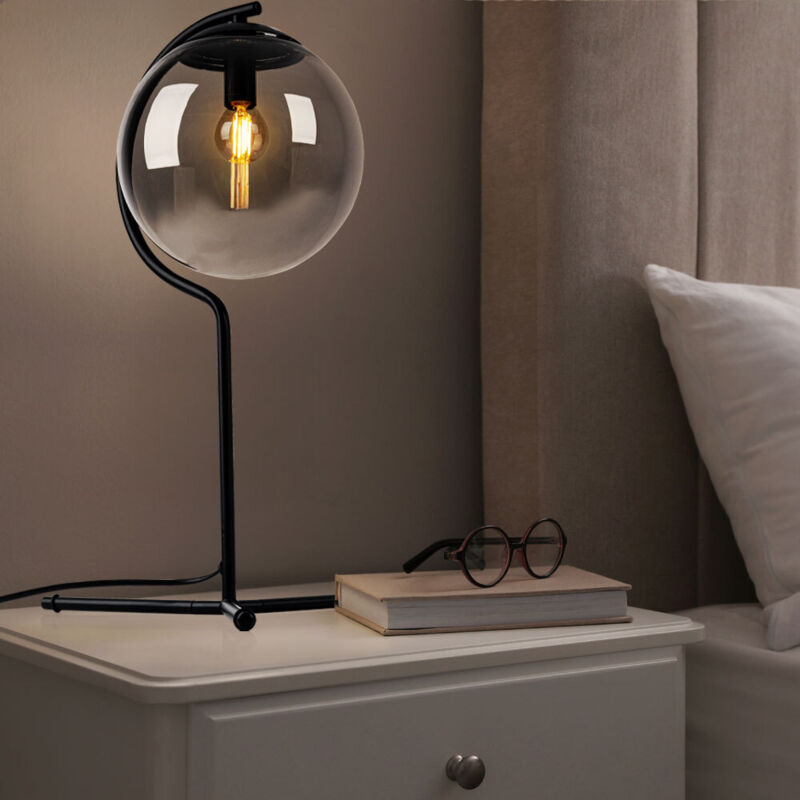 foto del prodotto lampada da tavolo lampada laterale lampada da camera da letto lampada da tavolo in vetro lampada da soggiorno, metallo nero fumo, led 4w 350lm bianco