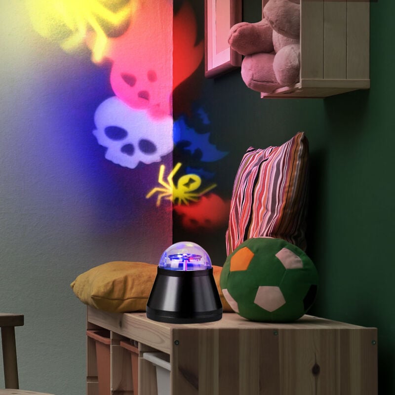 foto del prodotto lampada da tavolo lampada laterale lampada da tavolo lampada da comodino halloween lampada per bambini, plastica nera, cambio colore rgb rotante, h
