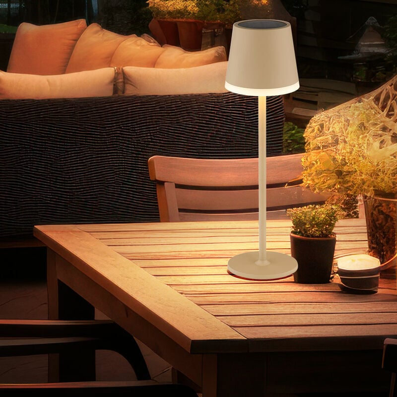 foto del prodotto lampada da tavolo lampada solare lampada da esterno color sabbia lampada da patio lampada da tavolo balcone ip44 resistente agli schizzi batteria