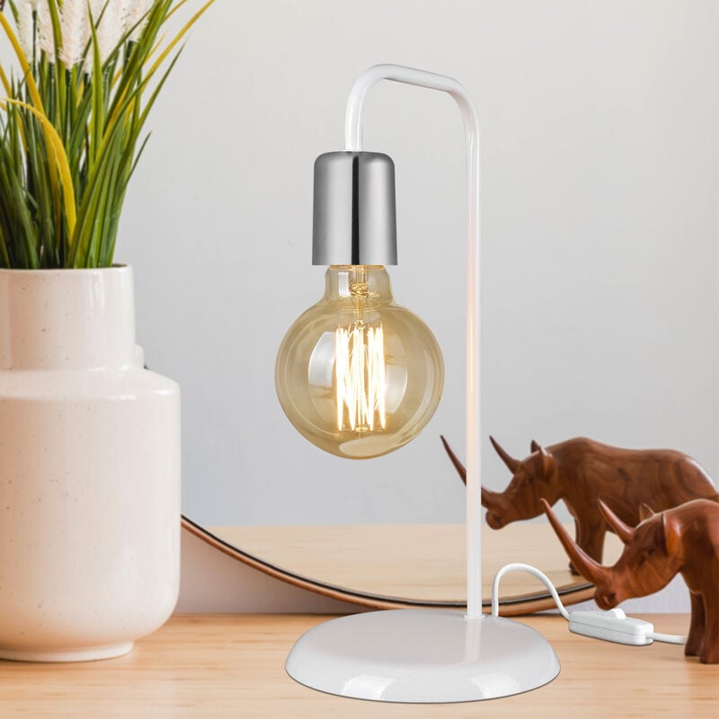 foto del prodotto lampada da tavolo lancaster lampada da comodino senza paralume bianco cromo lux.pro