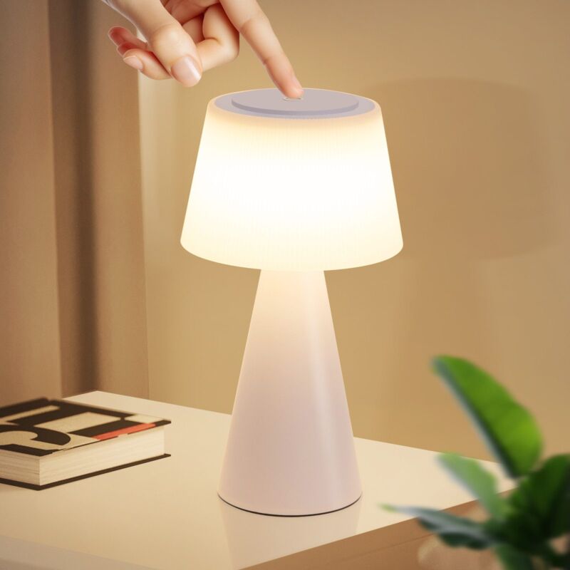 foto del prodotto lampada da tavolo laterale , luce notturna senza fili, lampada led ricaricabile tramite usb da 3600 mah, lampada da tavolo touch, dimmerabile, luce