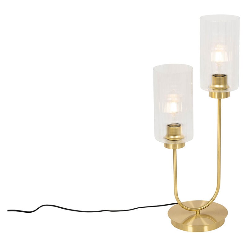 foto del prodotto lampada da tavolo laura art d co vetro,acciaio oro oblungo max. 2 x watt qazqa
