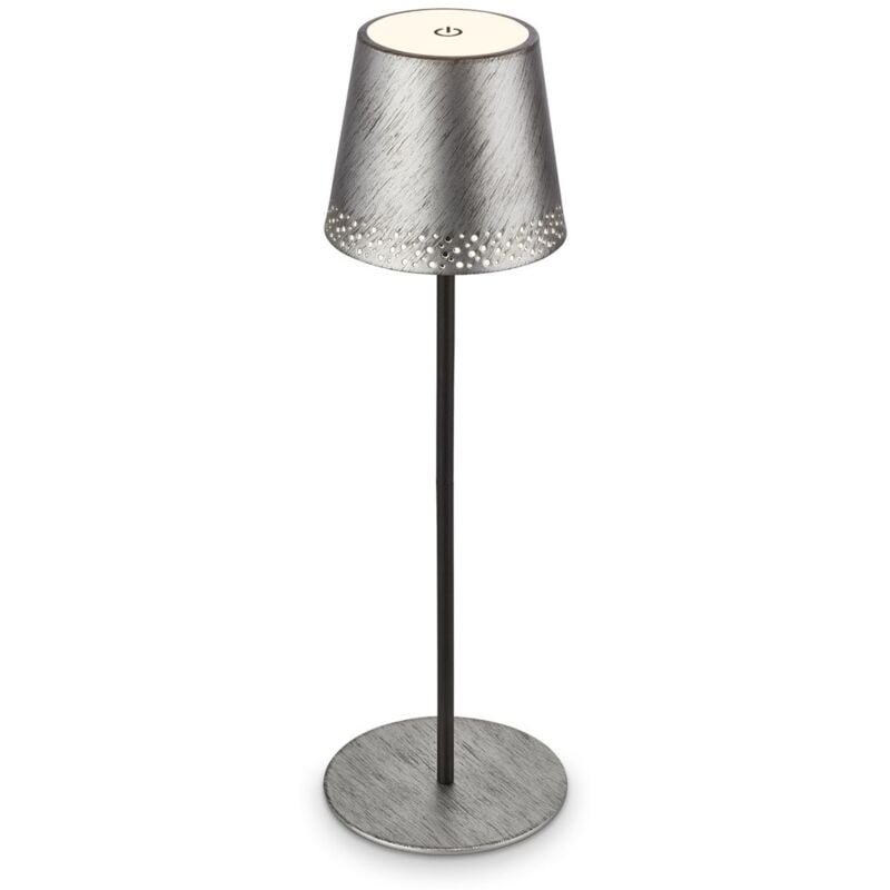 foto del prodotto lampada da tavolo led a batteria lampada da tavolo regolabile in altezza ip44 argento rgb interno esterno