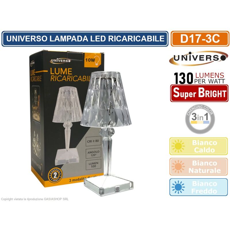 foto del prodotto lampada da tavolo led a batteria ricaricabile 3 in 1 cambia colore 130 lm w autonomia 12 ore