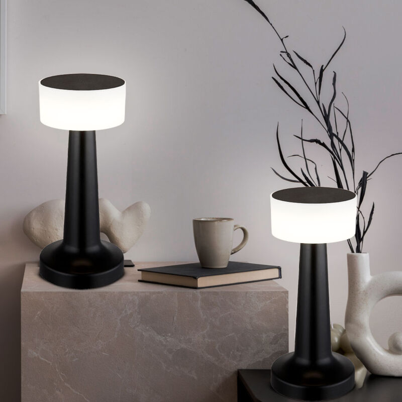 foto del prodotto lampada da tavolo led dimmerabile a batteria lampada da tavolo con dimmer tattile lampada da comodino, plastica nera, usb, 1w 55lm bianco caldobianco