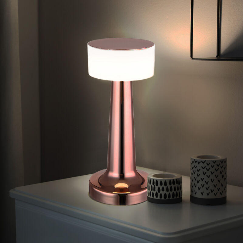 foto del prodotto lampada da tavolo led dimmerabile a batteria touch dimmer lampada da tavolo lampada da comodino, color rame, 1w 55lm bianco caldobianco freddo, dxh