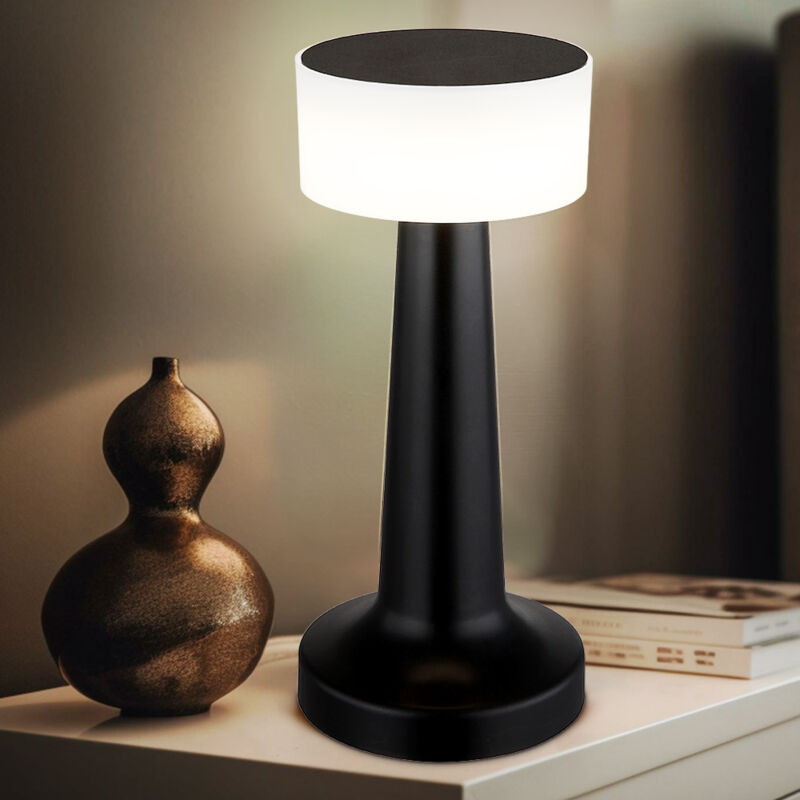 foto del prodotto lampada da tavolo led dimmerabile a batteria touch dimmer lampada da tavolo lampada da comodino, plastica nera, usb, 1w 55lm bianco caldobianco