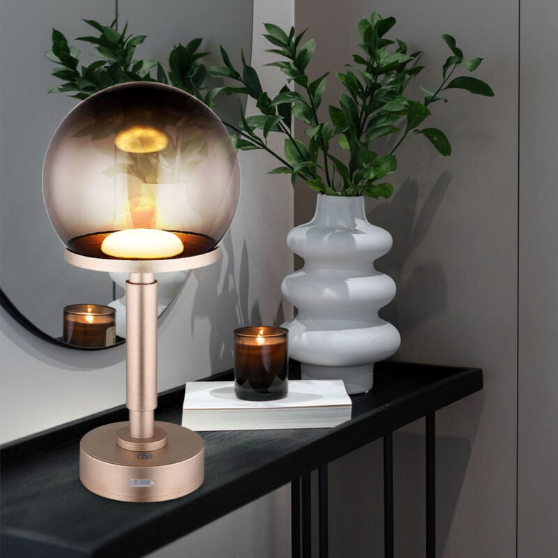 foto del prodotto lampada da tavolo led dimmerabile ricaricabile lampada touch dimmer lampada da tavolo lampada da comodino, plastica champagne, color fumo, usb, 1w