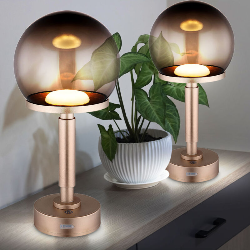 foto del prodotto lampada da tavolo led dimmerabile ricaricabile lampada touch dimmer lampada da tavolo lampada da comodino, plastica champagne, color fumo, usb, 1w