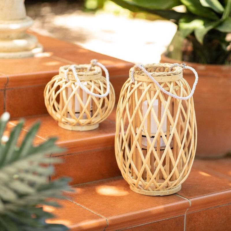 foto del prodotto lampada da tavolo led in rattan big alejandr a naturale