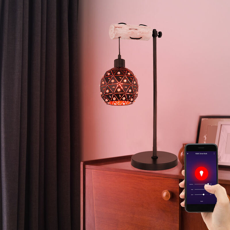 foto del prodotto lampada da tavolo led intelligente, lampade da tavolo dimmerabili, luce da lettura in oro nero regolabile in altezza, cambio colore rgb, cristalli in