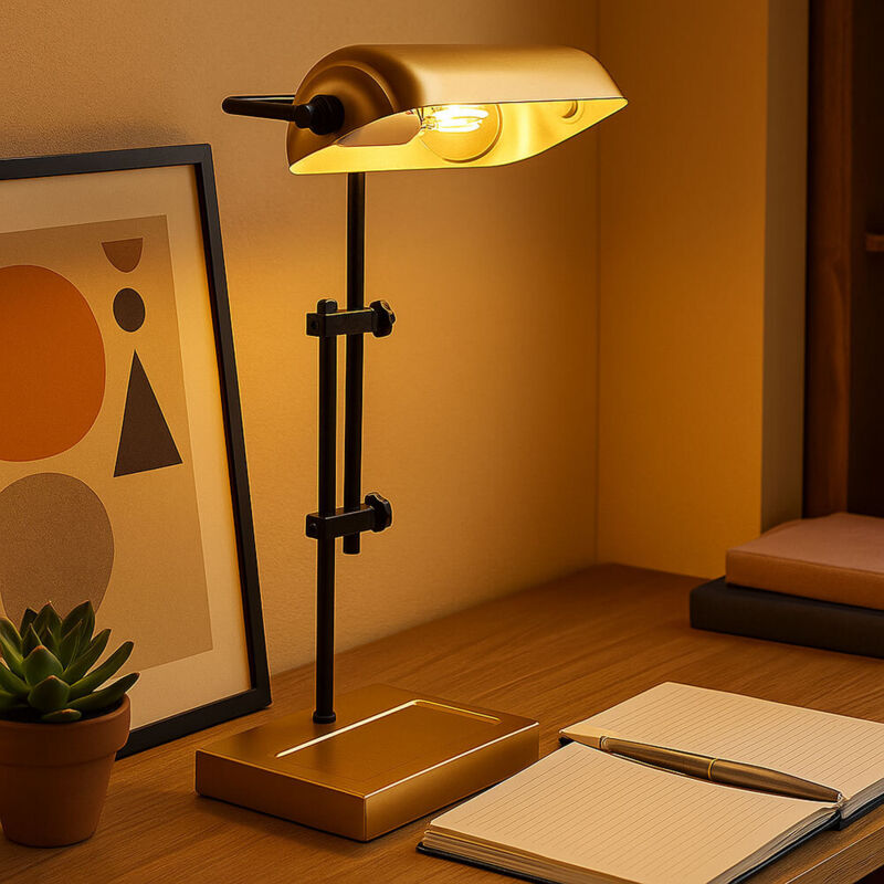 foto del prodotto lampada da tavolo led lampada da tavolo lampada da lettura lampada da camera da letto lampada da soggiorno lampada banker, metallo color oro nero,